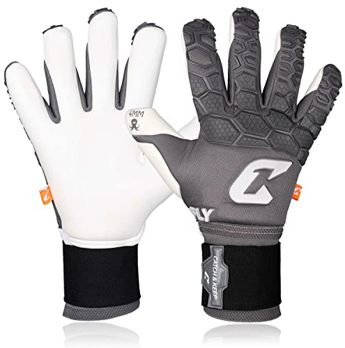 CATCH & KEEP Torwarthandschuhe Herren Fly Grey Soul Gr. 9,5 I Professionelle Torwarthandschuhe, Daumenunterstützung & dickerer Handgelenksbandage