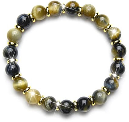 Fukugems Grey Tiger Eye Feng Shui Armband, Geld Attraktion Armband, Glück Perlen Armband, Unternehmer Geschäftsbeziehung Armband, Happy Mood Kristall Armband