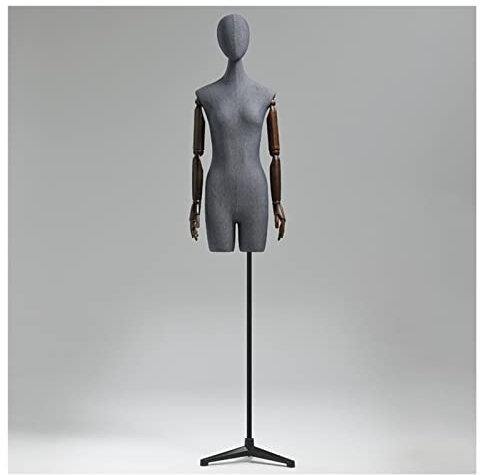 LXLIGHTS Schneiderpuppen Weibliche Torso, Realistisch Halbe Skala Dummy-Modell Mit Kopf Und Buchenholz Hand, Einstellbar Abnehmbar Schaufensterpuppen Körper Für Erwachsene Frauen ( Color : B )