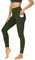 DDOBB Sport Leggings Damen High Waist Mit Taschen Bauchweg Sportleggins Gym Sporthose Leggins Blickdichte Lang Po Push Up Laufhose Yoga Hosen(Normal-Armeegrün,L)