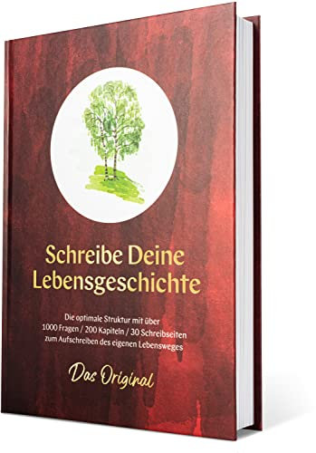 jbriels Schreibe Deine Lebensgeschichte – Das Original (ROT) | DIY Biografie-Buch mit über 1000 Fragen & 200 Kapiteln zum Aufschreiben der eigenen Erinnerungen & Memoiren/Schönes Geschenk-Buch
