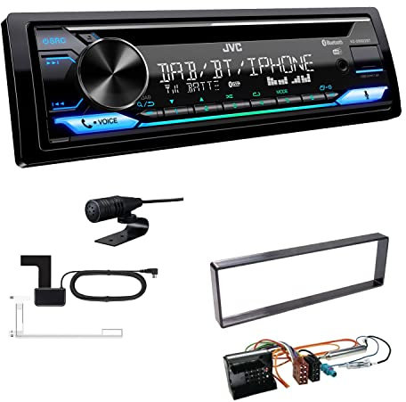 JVC KD-DB922BT 1-DIN Autoradio CD-Receiver Bluetooth DAB+ Digital Radio Einbauset passend für Citroen C4 2004-2010 schwarz