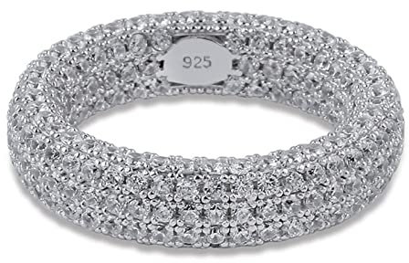 Men's 925 Silver Ring Trendy Hip Hop Rock Men's Ring Luxury Full Bling Iced Out Cubic Micro Paved CZ Rings Wedding Party Jewellery Gift,Silber,9