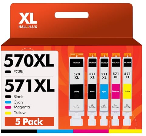 5-Pack 570XL 571XL Ink Cartridges High Yield Compatible Canon 570XL 571XL | Replacement Canon PGI570XL CLI571XL for PIXMA MG5750 MG5751 MG5700 MG5500 TS6050 MG6800 MG6850 MG6851 TS5000 TS5050 PGBK/BCMY