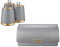 Tower Empire Bread Bin & Canisters Set in Grey with Brass Accents. Art Deco Design Kitchen Storage Set