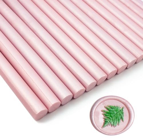 Wax Seal Stick, Tomgenrine 15 Pieces Glue Gun Wax Seal Sticks,for Letter Greeting Cards Wine Sealing Crafts Making Wedding and Party Invitations(Pearl Pink)