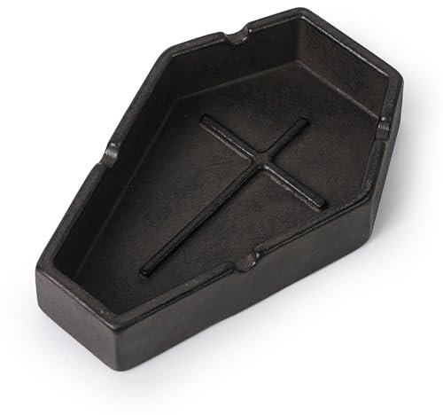 DreamsEden Sarg dekorativer niedlicher Aschenbecher, cooles lustiges Geschenk für Raucher Männer kleiner tragbarer schwerer Metall-Zigarettenaschenbecher, Vintage-Gothic-Heimdekoration