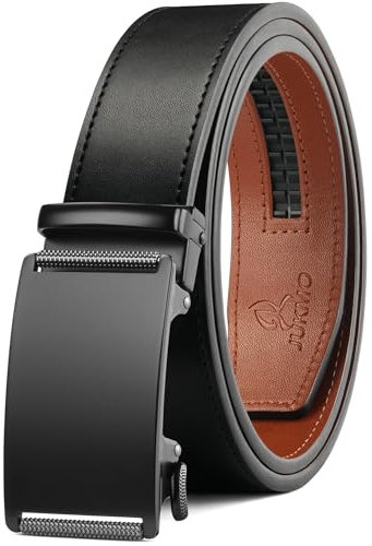 JUKMO Gürtel Herren, Ledergürtel Ratsche Automatikschließe, 35mm Breit Gürtel (Rollendes Rad - Schwarz, XXL-126cm to 135cm Taille Verstellbar (Länge 155cm))