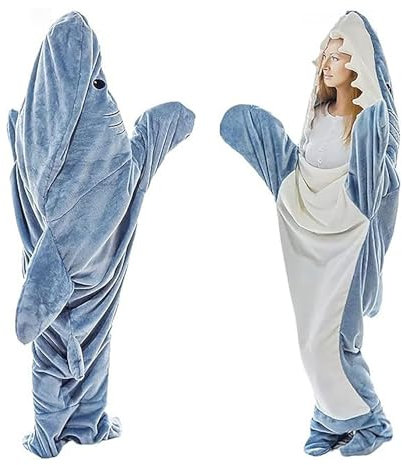 YCYUYK Shark Blanket - Couverture de Requin - en Flanelle Super Douce et Confortable Plaid Requin Onesie avec Capuche, de Requin Couverture Portable pour Adultes et Enfants 67in*27.5in/170 * 70cm