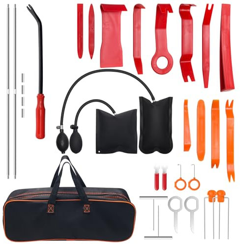 Hoedia Car Tool Kit Emergency, Air Wedge Bag and Trim Removal Tools with Bag for Emergency Use Car Tool Kit With Storage Bag