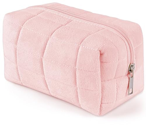 Aucuu Reise Kosmetiktasche, Coquette Make-up-Tasche, Gesteppte Kulturtasche Damen, Kosmetiktasche Groß Kapazität, Baumwolle Make-up Tasche mit Blumenmuster für Kinder Damen Herren