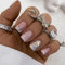 JUSTOTRY 24 Stück Glitzer French Nägel Zum Aufkleben Kurz Motiv,Glossy Milchig und Pink Eckig Press on Nails,Square Künstliche Nägel,Fingernägel Fake Nails für Frauen Nails Art