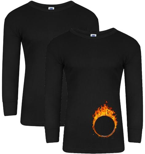 Molten Creek® Men's Thermal Long and Short Sleeve Top, Stay Dry and Comfortable, Snug and Slimming Fit, Pack of 2, (UK, Alpha, L, Regular, Regular, Black- Full Sleeve)