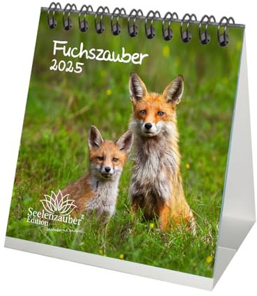 Fuchszauber Kalender für 2025 Format 10cm x 10cm Fuchs und Füchse - Geschenkset Inhalt: 1x Kalender, 1x Weihnachtskarte (insgesamt 2 Teile)