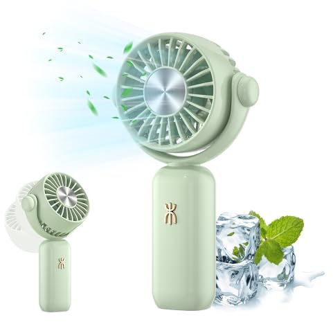 JYPS Mini Ventilador de Mano, Ventilador Portatil Recargable USB, Ventilador de refrigeración 3 Velocidades 180° Ajustable, Pequeño Ventilador Silencioso Para Viajes, Oficina, Hogar,Camping (Verde)