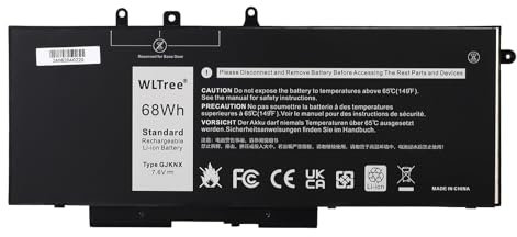 WLTree 68Wh GJKNX Batterie pour Dell Latitude 5480 5580 5280 5288 5488 5590 5591 5490 5491 5495 E5480 E5580 E5490 E5590 Precision 15 3520 3530 Serie GD1JP 0GD1JP DY9NT 5YHR4 451-BBZG 7.6V Battery