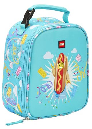 LEGO CHARACTER - Lonchera aislada, suave, reutilizable, para niños y niñas, perfecta para la escuela o viajes, bolsa de comida, Turquesa, Talla única, LEGO Estilo divertido para niños con temática de