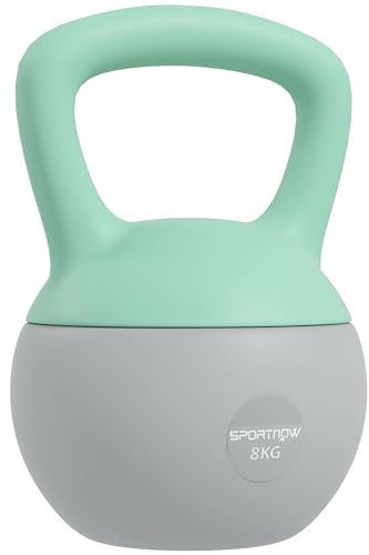 SPORTNOW Soft Kettlebell, 8kg Kettle Bell with Non-Slip Handle for Home Gym Weight Lifting and Strength Training, Grey and Green