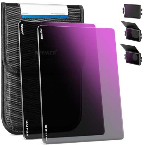 NEEWER 2 Unidades ND0.9/1.8 (3/6 Paradas) Filtro ND Cuadrado, 4 x5,65 Filtro Densidad Neutra Cinema 30 Multi Nano Coated de Doble Cara para NEEWER Matte Box Compatible con Tilta Compatible con