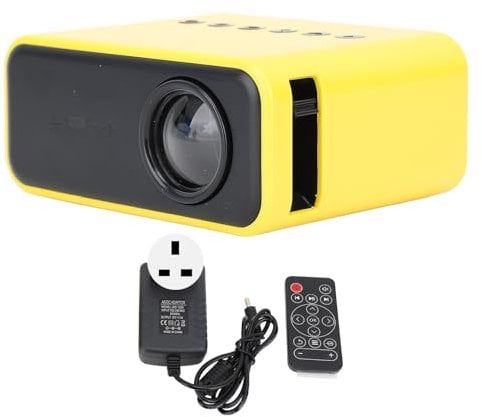 Mini Projector, Multifunction HD 1080P Movie Projector Remote Control USB Projector Phone Same Screen Function Theater Compatible for Phone Laptop (Yellow)