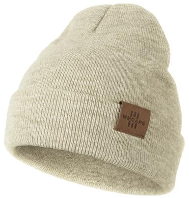 Wmcaps Mütze Kinder Jungen, Warme Weiche Wintermützen für Mädchen Kleinkind Baby, Doppellagige Strickmütze Kinder, Beige