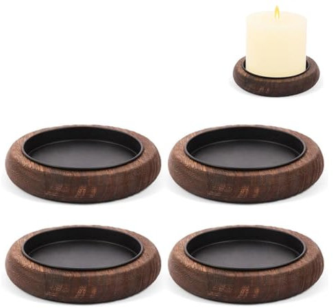 XNSHUN Kerzenständer Holz Kerzenhalter, Kerzenuntersetzer Tischdeko, Candlelight Dinner Kerzenhalter, Vintage Deko, Kerzenhalter Für Hochzeitstisch Wohnzimmer (4er Set)