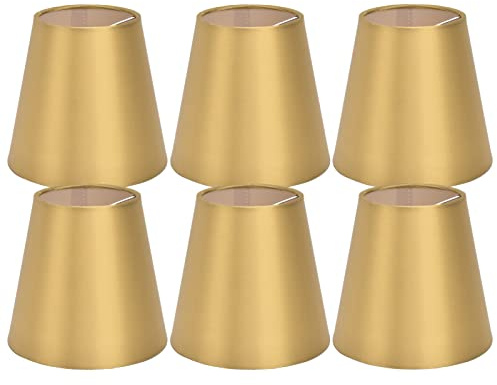6 Pièces Petits Abat-jour, Abat-jour à Ampoule E14 de Remplacement pour Lampes de Table, Lampadaires, Petits Abat-jour à Clipser pour Appliques Murales en Tissu #102831 (Or PX153)