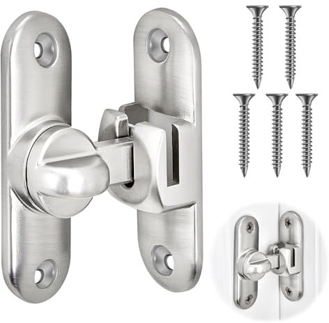 pangdapengpeng Cerradura Puerta Corredera, 90/180 Grados Pestillo para Puerta Corredera, Cerrojo de Puerta Acero Inoxidable con Tornillos para Cocina, Jardín, Dormitorio, Ventana (Plata)