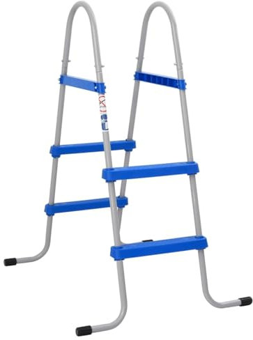 Homgoday Scala per piscina fuori terra, 84 cm, in acciaio e plastica, scaletta per piscina, gradini e rampe