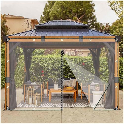 Sonakia Pvc Clear Waterproof Tarpaulin Side Panels With Zipper, Outdoor Tarp Curtains, Transparent Rain Curtains for Pergola Gazebo Porch, Protective Tarpaulins With Eyelets,WxH-2x3m/6.6 * 9.8ft