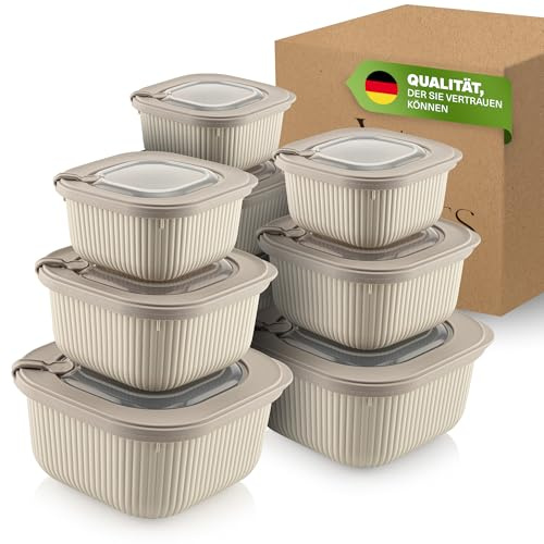 Viwares Frischhaltedosen im 9er Set mit transparentem Ventildeckel, Aufbewahrungsbehälter, Küche, stapelbar, BPA-frei, Kunststoff, Mikrowellen/Kühlschrankgeeignet, 3 Größen (600ml/1100ml/1800ml)