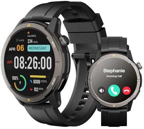 AGM Legion 2025 Smartwatch Herren,1.43 HD AMOLED fitnessuhr Herren mit 100+ Sportmodi,Smartwatch mit GPS,Herzfrequenz,Schlafmonitor,5ATM Wasserdicht Outdoor Sportuhr für Android iOS