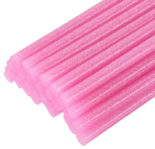 sourcing map 30pcs Full Size Hot Glue Gun Sticks 7mm x 200mm High Sticky Small Hot Glue Sticks for Glue Gun, Glitter Pink