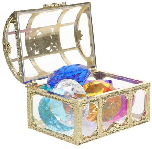 ibasenice Piratenschatztruhe Mit Fake Gems Und Bunten Edelsteinen Unterwasser-Spielzeug Für Poolpartys Kompakte Schatzkiste Für Kindergeburtstage Und Kreative Rollenspiele