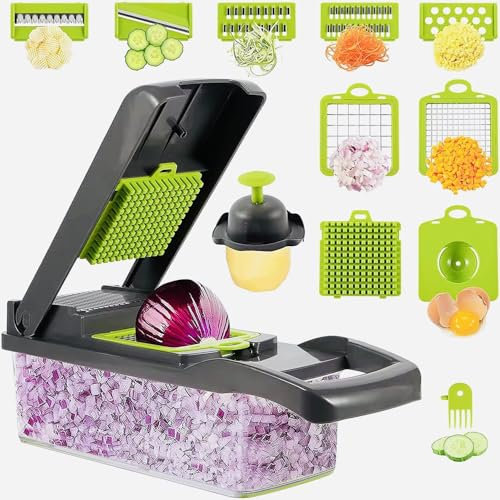Manual Vegetable Chopper and Slicer, Kitchen Mandoline with Dicer, Onion and Potato Cutter, Includes Egg Cutter