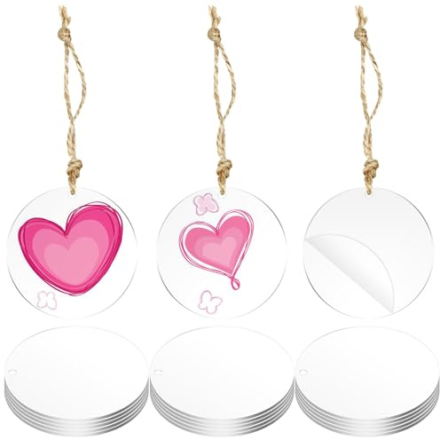 Glarks 30pcs 75mm Blank Clear Circle Disc mit Loch Set, Runde Acryl Blanks Bulk mit Loch, Kreisscheibe Ornament, Klare Acrylscheiben für Gemälde, Kunsthandwerk