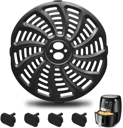 GXF Air Fryer Grill Pan for Gourmia GAF536 GAF556 GAF566 5QT Air Fryer, 8.8''×8.4'' Nonstick Air Fryer Replacement Tray Parts Rack Basket Accessories Grill Plate Crisper Plate with Rubber Bumpers