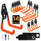 TECHSHARE Ganci da garage, confezione da 14 ganci per appendere pesanti, 4 misure per attrezzi da giardino, decespugliatore, garage (arancione)