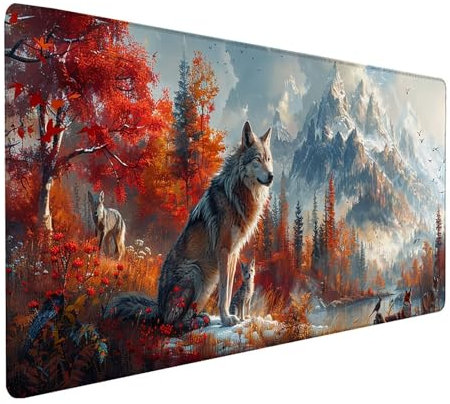 Green Mouse Pad, Large Mouse Mat 900x400 mm, Desk Mat with Stitched Edges, Mousepad With Waterproof Non-Slip Base, Keyboard Mat for Desk Accessories and Gaming PC Accessories, Gifts, Landscape 0-3371