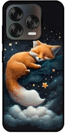 KARTXITAI Hülle Kompatibel mit ZTE Blade V70 Vita, Stoßfeste Schutzhülle mit Weiche Silikon Bumper Case Handyhülle Anti-Kratzt Leichtes Matt Finish Rückseite - Fuchs,Sterne,Wolken