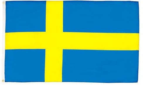 AZ FLAG – Lote de 2 banderas suecas – 90 x 60 cm – Bandera sueca 100% poliéster con ojales metálicos integrados