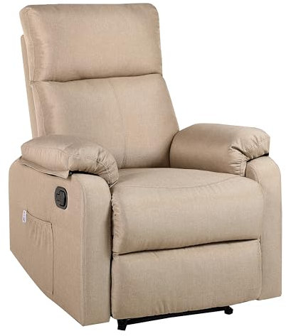 ECODE® Fauteuil Relax Repos Reclinable Manuel en Tissu pour Salon avec Accoudoirs Rembourrés, Housses Amovibles et Lavables, Système Zero Wall avec Position TV | Fauteuil de Salon Confortable