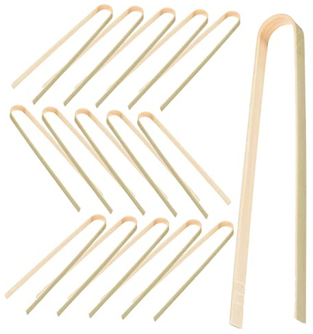 VICASKY Kakteenzange 10 Stück Bambus Umpflanzzangen mit Rutschfestem Griff | Kakteen und Pflanzen, Geeignet für Gartenarbeit und Kultivierung, Goldfarben