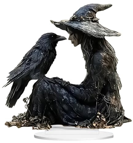 Miyanvuo Hexenhafter Schreibtischschmuck,Landhausstil 2D Acryl Deko | Halloween Hexe Deko Für Schlafzimmer Arbeitszimmer Küche Diele
