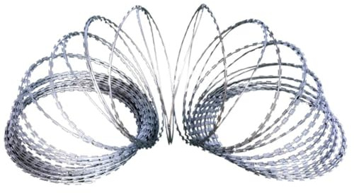 Recinzione In Filo Spinato Argentato, Recinzione In Filo Spinato Zincato, Nastro A Doppia Spirale, Protezione Efficace Adatta A Giardini, Fabbriche E Altri Luoghi Simili(50cm)