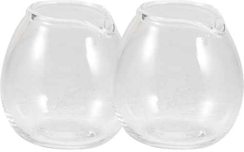 TIKODIDA 2Pcs Mini Glass Creamer Pitcher 0.68Oz Small Creamer Jug for Coffee Tea Syrup Serving, Mini Milk Pourer Cups for Espresso and Honey, Suitable for Home and Café Use