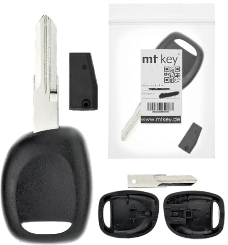 MT-KEY Auto Zünd Schlüssel Rohling VAC102 + ID46 Transponder Wegfahrsperre kompatibel mit Renault Kangoo I Kc 02-10 Twingo I 01-07