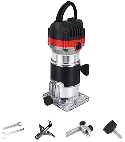 800 W 30000 U/min Holzfräser-Werkzeug-Kombi-Kit Elektrische Holzbearbeitungsmaschinen Power Carpentry Manuelle Trimmerwerkzeuge mit Fräser,Tragbar(SET 2)