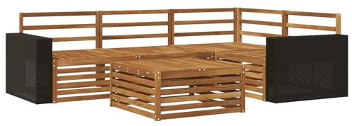vidaXL Outdoor-Sofagarnitur 5 pcs Natur 79 x 79 x 37 cm, Patio Loungeset, modernes Sofa für draußen, wetterbeständiger Gartenspaß, Bequeme Terrassenmöbel