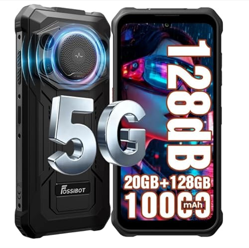 CHANDUELEC F110 Pro Rugged Smartphone Unlocked 5G Android 15, 128dB Loudest Speaker 20GB+128GB /2TB 10000mAH, 6.7'' HD Display 50MP Rear Camera, IP68/69K Waterproof, NFC/Dual SIM/Widevine L1